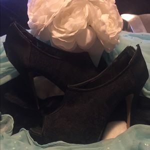 Black lace shoe booties